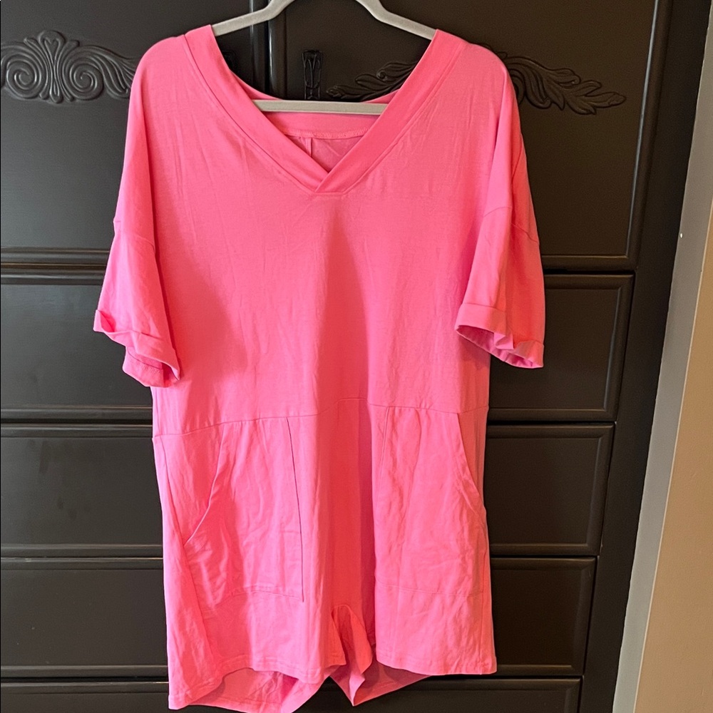 Women's V-Neck Pink romper